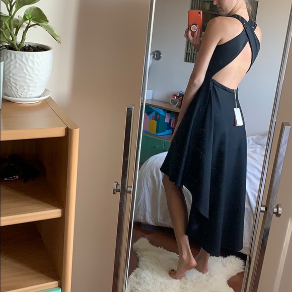 Black high low dress with crossed back NWT - Picture 2 of 11